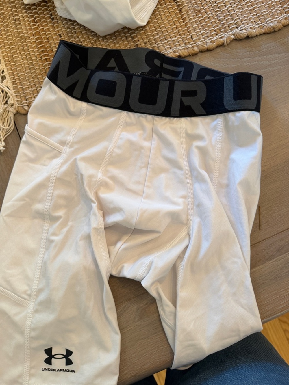 Under Armour White Compression Boxer Briefs with Black Branded Waistband